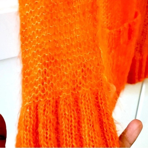 New Free People Mohair Vibrant Orange Cardigan - Picture 7 of 7